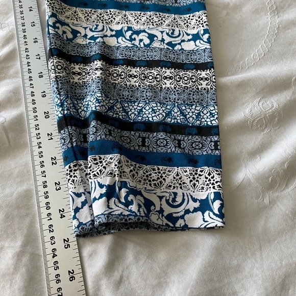 CATO Women's Blue/White‎ Fair Isle Elastic Waist Casual Leggings 22/24W Stretchy - Picture 9 of 11